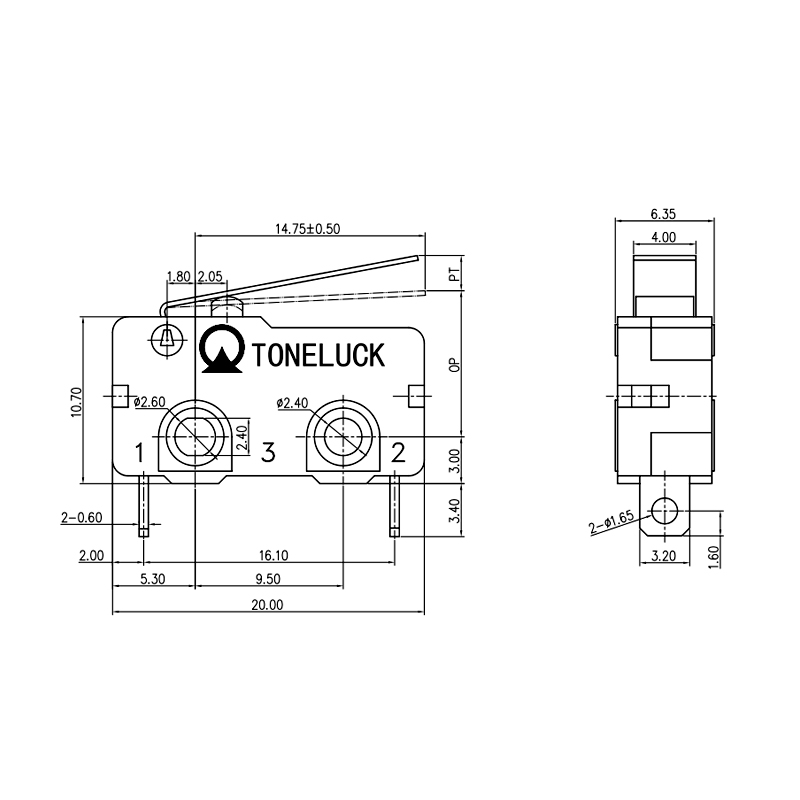 Snap Action Microswitch SPST NC Normally Closed With 2 pin MOS-1 19 snap action microswitch 5