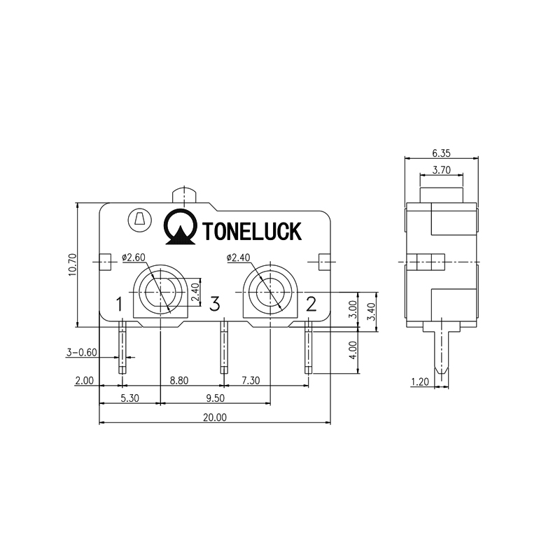 2 Pin PCB Terminal Micro Switch Normally Closed T85 5E4 160gf with Free sample 19 pcb terminal micro switch 4