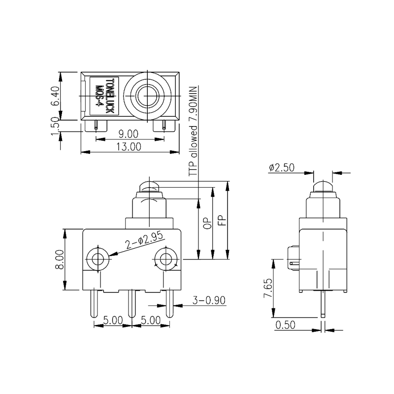 Water Proof 12V Micro Switch Mini Snap Action Switch With 3 PCB Pins 19 12v micro switch 5