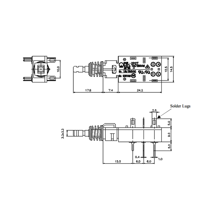 Toneluck PWL-2P2T 6A PCB 25T85 Hoods Push Button Power Switch 18 Toneluck PWL-2P2T 5