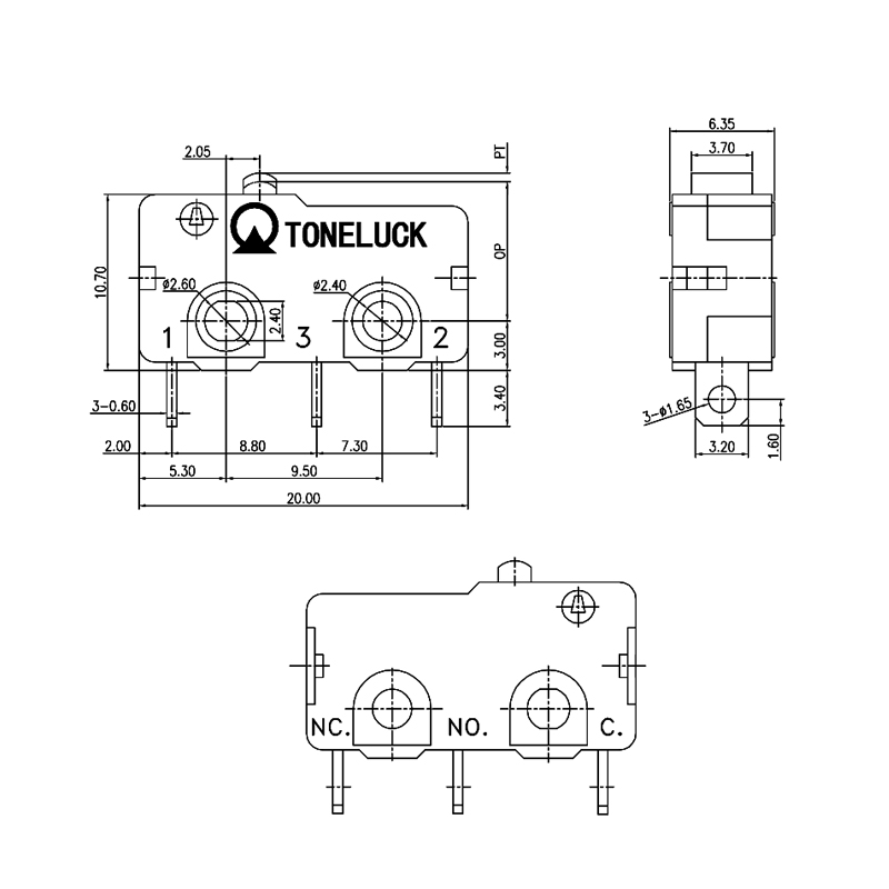 3 Position Micro Switch Single Pole Double Throw 40T125 19 3 position micro switch