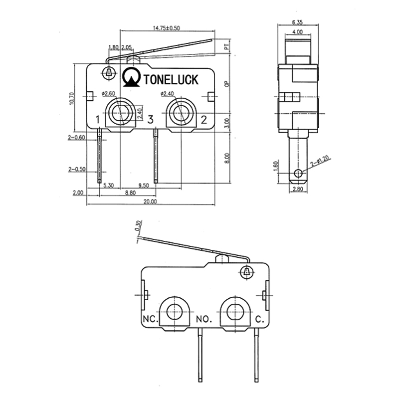 2 Terminal Micro Switch 5A 110-250V IEC 60335 for BBQ Grill 
