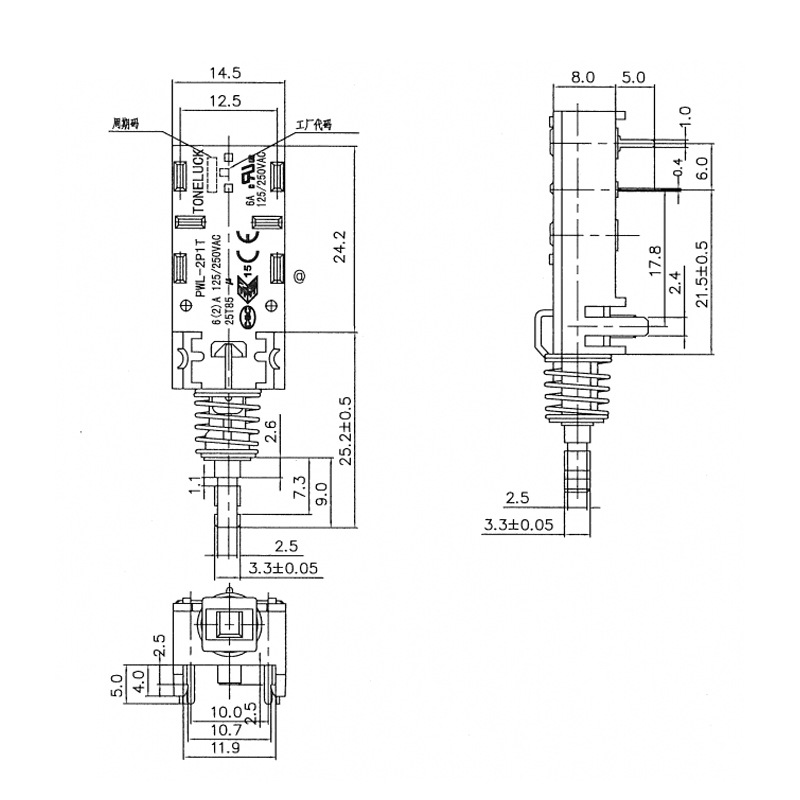 Range Hood Push Button Switch 6 A 125/250VAC 10 Range Hood Push Button Switch 6 A 125250VAC 1
