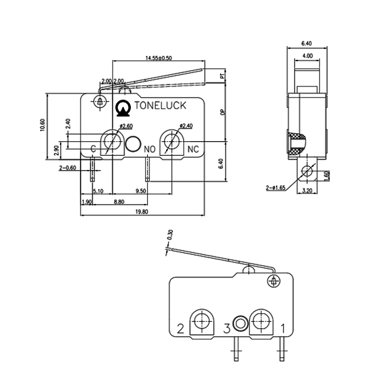 125250V AC Micro Switch NO Lever 40T125 UL94 V-0 (1)