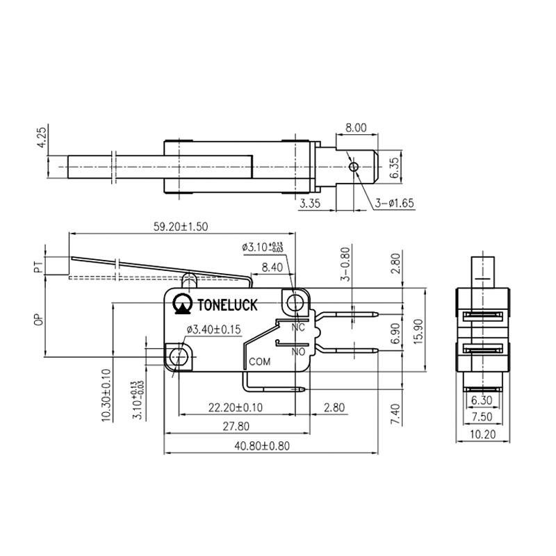 230V Micro Switch SPDT Metal Lever Low Force 10E5 13 230V Micro Switch SPDT Metal Lever Low Force 10E5 (4)