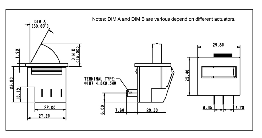 D3 Door Switch for Light size