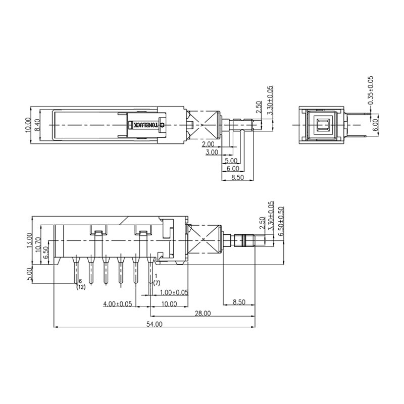 Mechanical Push Button Switch 12 Pin 4 Pole Self-Lock (6)