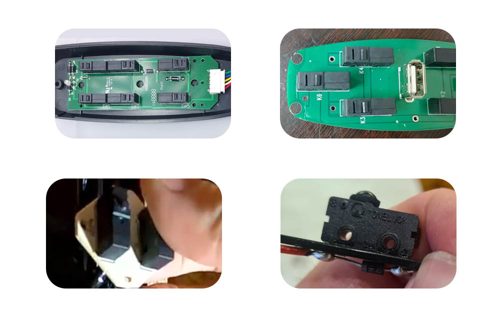 The electric recliner control switch inside